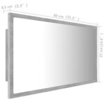 vidaXL Miroir à LED de salle de bain Gris béton 80x8 5x37 cm Acrylique