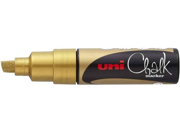 Marqueur craie pointe biseautée large PWE8K OR Or UNI-BALL