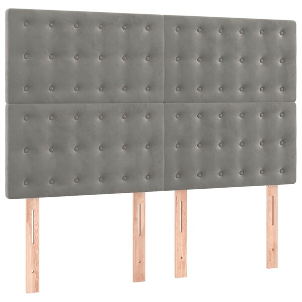vidaXL Têtes de lit 4 Pièces Gris clair 72x5x78/88 cm Velours