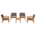vidaXL Ensemble Bistro 5 pièces avec coussins - Bois d'acacia massif