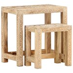 vidaXL Tables d'appoint peintes à la main 2Pièces Bois de Manguier solide