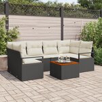 Ensemble de Canapés de Jardin 7 Pièces avec Coussins en Poly Rattan Noir Acacia