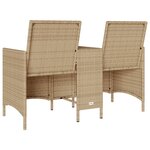 vidaXL Canapé de jardin 2 places avec table et coussins résine tressée