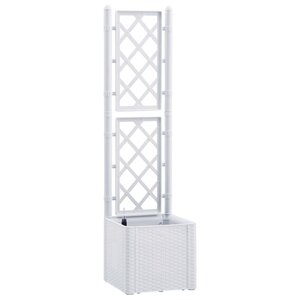 vidaXL Lit surélevé de jardin et treillis et système d'arrosage Blanc