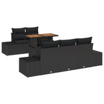 vidaXL Ensemble de canapé de jardin 6 pièces avec coussins Noir Poly Rattan