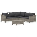 vidaXL Salon de jardin 6 Pièces avec coussins Gris Résine tressée