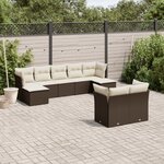 vidaXL Salon de jardin avec coussins 9 Pièces marron résine tressée