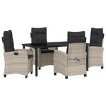 vidaXL Ensemble de salle à manger de jardin 5 pièces avec coussins gris clair en poly rattan