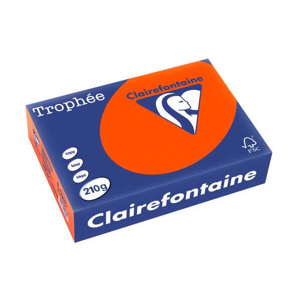 Ramette 250 Feuilles Papier 210g A4 210x297 mm Certifié FSC Rouge cardinal x 4 TROPHÉE