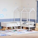 vidaXL Ensemble de lit de jour et de banc avec toit sans matelas blanc