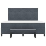 vidaXL Lit box spring avec matelas et banc gris foncé 180x200 cm en velours