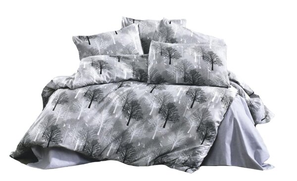 Parure de lit grise TREE 260 x 240 cm