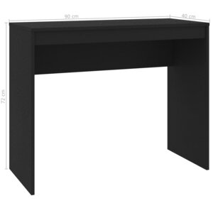Bureau table poste de travail meuble d'ordinateur informatique étude 90 x 40 x 72 cm bois d'ingénierie noir 02_0023924