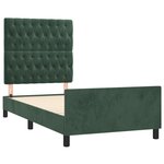 vidaXL Cadre de lit avec tête de lit Vert foncé 90x190 cm Velours