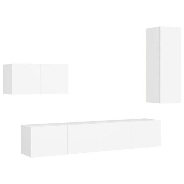 vidaXL Ensemble de meubles TV 4 Pièces Blanc Bois d'ingénierie