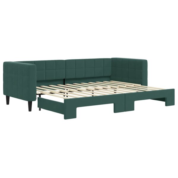 vidaXL Lit de jour avec lit gigogne vert foncé 80x200 cm velours