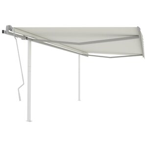 vidaXL Auvent manuel rétractable avec poteaux 4 5x3 m Crème