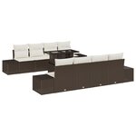 vidaXL Ensemble de canapés de jardin 7 pièces avec coussins Marron en poly rotin