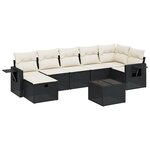vidaXL Salon de jardin 8 Pièces avec coussins noir résine tressée