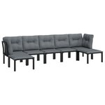 Salon de jardin meuble d'extérieur ensemble de mobilier 7 pièces résine tressée noir et gris 02_0017451
