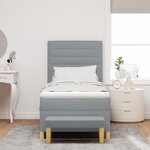 vidaXL Lit à ressorts avec matelas et banc Gris clair 90x200 cm Tissu