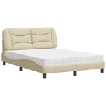 vidaXL Lit avec matelas crème 140x200 cm tissu
