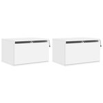 vidaXL Tables de chevet murales avec lumières LED 2 Pièces blanc