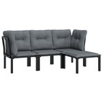 Salon de jardin meuble d'extérieur ensemble de mobilier 4 pièces noir et gris résine tressée 02_0016272