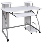 vidaXL Bureau d'ordinateur Blanc 110x52x88 5 cm Bois d’ingénierie