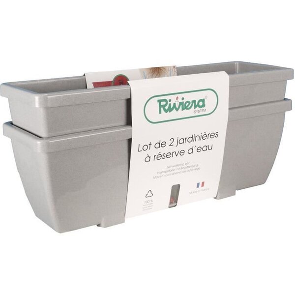 Bac à fleurs EVA - Lot 2 jardinieres - Plastique - 57 cm - Stone