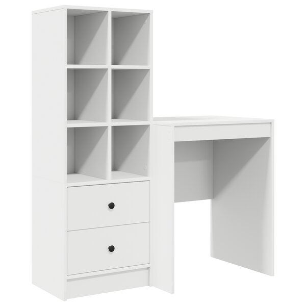 vidaXL Bureau avec rangement blanc en bois d'ingénierie