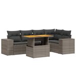 vidaXL Salon de jardin 6 Pièces avec coussins gris résine tressée