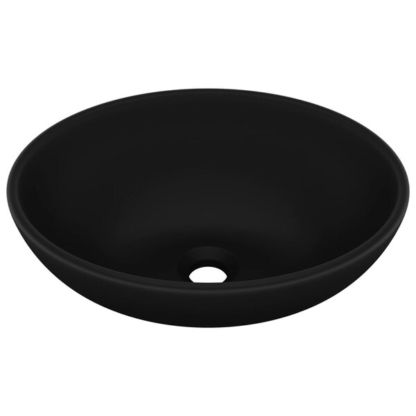 vidaXL Lavabo ovale de luxe Noir mat 40x33 cm Céramique