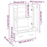 vidaXL Buffet haut Gris béton 70x31x115 cm Bois d'ingénierie