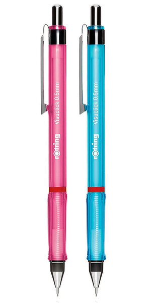 Rotring visuclick  set de 2 portes-mines  rose et bleu + mines 0.5mm
