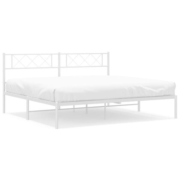 vidaXL Cadre de lit métal avec tête de lit blanc 180x200 cm