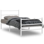 vidaXL Cadre de lit métal avec tête de lit/pied de lit blanc 100x190cm