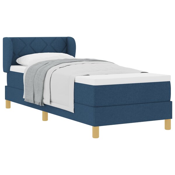 Lit à ressort vidaXL avec matelas - Bleu - 80x200 cm - Tissu