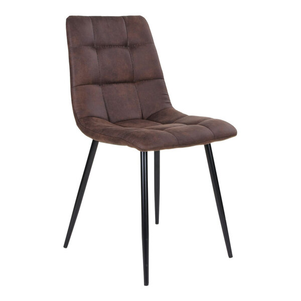 2 chaises de salle à manger en microfibre marron foncé avec pieds noirs