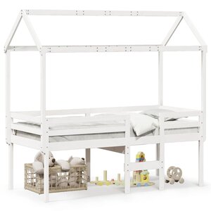 vidaXL Lit haut sans matelas blanc 90x200 cm bois de pin massif