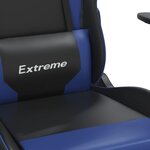 vidaXL Chaise de jeu de massage et repose-pied Noir et bleu Similicuir