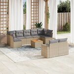 vidaXL Salon de jardin et coussins 10 Pièces mélange beige résine tressée