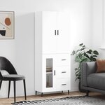 vidaXL Buffet haut Blanc 69 5x34x180 cm Bois d'ingénierie