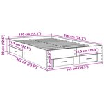 vidaXL Cadre de lit Chêne Sonoma 140x200 cm Bois reconstitué