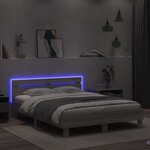 vidaXL Cadre de lit avec LED sans matelas sonoma gris 150x200 cm