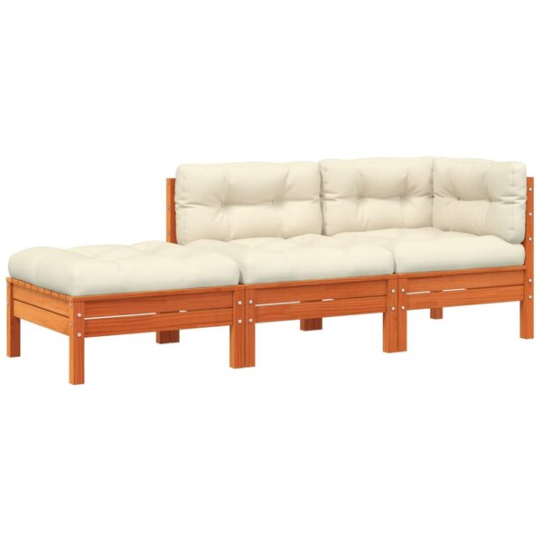vidaXL Canapé de jardin avec coussins et repose-pied 2 places