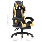 Chaise fauteuil siège pivotante de bureau informatique étude de jeux vidéo avec repose-pied Doré et similicuir or 02_0024218