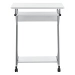 Bureau ordinateur roulant table informatique avec support clavier coulissant avec 4 roulettes MDF 60 cm blanc 03_0001153