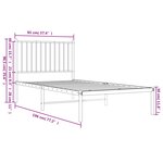 vidaXL Cadre de lit métal sans matelas avec tête de lit noir 90x190 cm