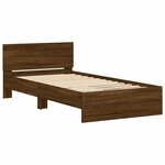 vidaXL Cadre de lit tête de lit et lumières LED chêne marron 100x200cm